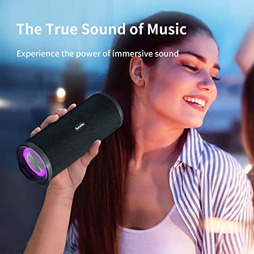 HEYSONG Portable Bluetooth Speaker, Waterproof Wireless Outdoor Speakers with LED Light, Rich Bass, IPX7, 40H Play, TF Card, Dual Pairing for Beach, Boat, Pool, Camping, Bike, Shower, Gifts for Men