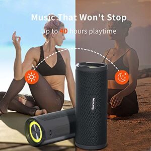 HEYSONG Portable Bluetooth Speaker, Waterproof Wireless Outdoor Speakers with LED Light, Rich Bass, IPX7, 40H Play, TF Card, Dual Pairing for Beach, Boat, Pool, Camping, Bike, Shower, Gifts for Men