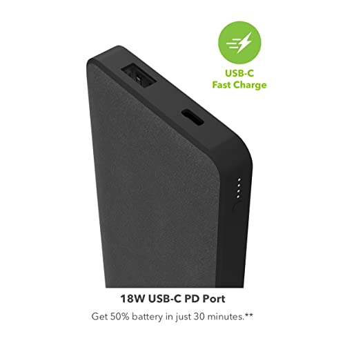 mophie Powerstation with PD Power Bank - 10,000 mAh Large Internal Battery, (1) USB-A Port and (1) 18W USB-C PD Fast Charging Input/Output Port, Travel-Friendly, Includes USB-A to USB-C Power Cord