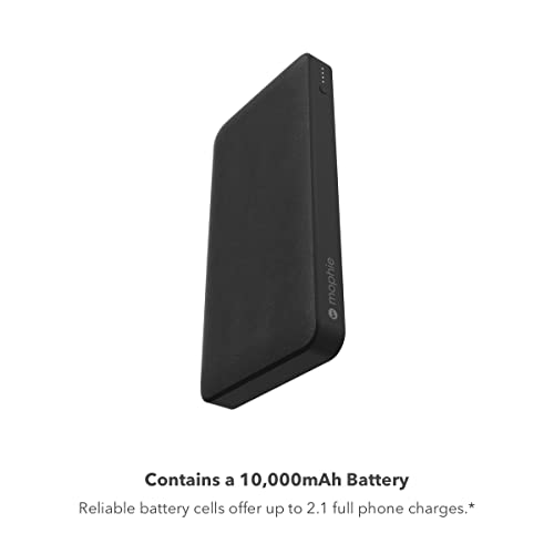 mophie Powerstation with PD Power Bank - 10,000 mAh Large Internal Battery, (1) USB-A Port and (1) 18W USB-C PD Fast Charging Input/Output Port, Travel-Friendly, Includes USB-A to USB-C Power Cord