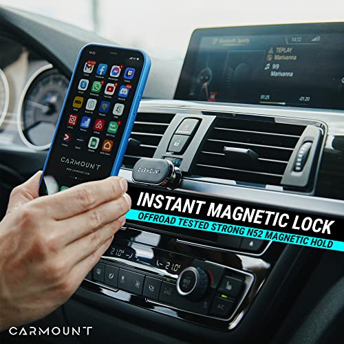 CarMount 2 Pack F1 Magnetic Car Dashboard Phone Mount/Holder [2023 Upgraded] Universal, Strong 8X N52 Magnet System, Adjustable Easy Access 30° Tilt & 360° Rotation, Works with All Smartphones