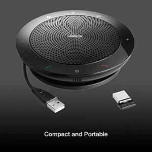 Jabra Speak 510+ MS Bluetooth Speakerphone - PC, MAC, Tablet, Smartphone Compatible, Teams Version 7510-309 - with Bluetooth dongle and Microfiber Cloth