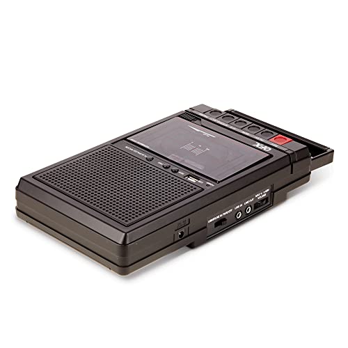 QFX RETRO-39 Portable Shoebox Tape Recorder, Analog Cassette Tape Deck with USB 2.0, Built-in Microphone, and a 3.5" Bluetooth Speaker,