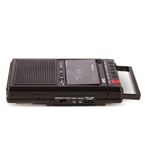 QFX RETRO-39 Portable Shoebox Tape Recorder, Analog Cassette Tape Deck with USB 2.0, Built-in Microphone, and a 3.5" Bluetooth Speaker,