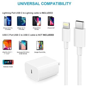 iPhone Fast Charger, 2 Pack [Apple MFi Certified] 20W Type C iPhone Charger Fast Charging Block with USB C to Lightning Cord Compatible with iPhone 14 13 12 11 Pro Max XS XR X 8