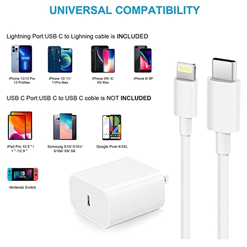 iPhone Fast Charger, 2 Pack [Apple MFi Certified] 20W Type C iPhone Charger Fast Charging Block with USB C to Lightning Cord Compatible with iPhone 14 13 12 11 Pro Max XS XR X 8