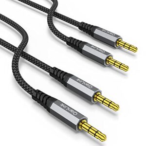 2 pack aux cable,auxiliary cable（6.6ft/2m, hi-fi sound） 3.5mm trs auxiliary audio cable nylon braided aux cord compatible with car,home stereos,speaker,ipod ipad,headphones,sony,echo dot,beats (grey)