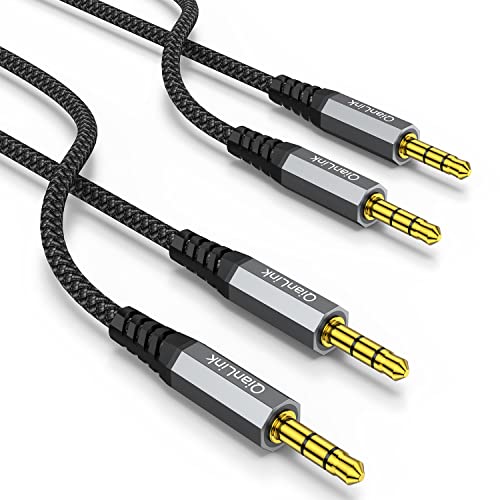 2 Pack AUX Cable,Auxiliary Cable（6.6ft/2m, Hi-Fi Sound） 3.5mm TRS Auxiliary Audio Cable Nylon Braided Aux Cord Compatible with Car,Home Stereos,Speaker,iPod iPad,Headphones,Sony,Echo Dot,Beats (Grey)