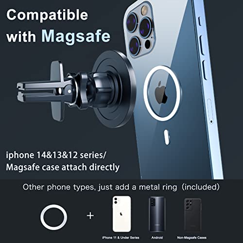 UIBI Magsafe Car Mount, Magnetic Car Phone Holder [20 Strong Magnets] with Clip 360° Rotation Air Vent Cell Phone Mount Fit for Magsafe iPhone 14 13 12 Pro Max Mini MagSafe Case