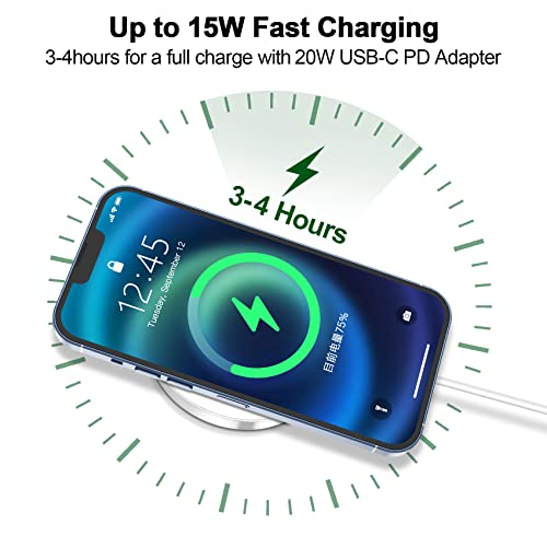 xiwxi 𝐔𝐩𝐠𝐫𝐚𝐝𝐞𝐝 15W Fast Magnetic Wireless Charger Compatible with MagSafe Charger, Wireless Charging Pad for iPhone 14/14 Plus/14 Pro/14 Pro Max iPhone 13 series /iPhone 12 series(No Adapter)