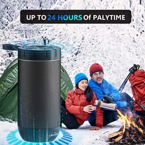 comiso Bluetooth Speakers with IPX5 Waterproof, 24H Playtime, Wireless Stereo Dual Pairing, Portable Speaker with HD Surround Bass Sound for Outdoor, Camping, Beach, Sports, Pool, Shower (Dark Grey)