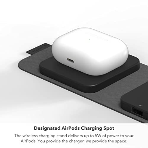 mophie Wireless 3 in 1 Travel Magnetic Wireless Charging Station, Multiple Devices, Compatible with Apple iPhones, Google, Samsung Devices, AirPods, BYO Watch Charger. (Watch Charger not Included)