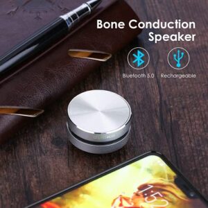 Bluetooth Mini Speaker Bone Conduction Portable Wireless Speaker Stereo Bass Sound Creative Portable Speaker Mini Size Music Player for Home,Outdoor,Travel (Silver)