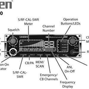 Uniden BEARCAT 980 40- Channel SSB CB Radio with Sideband NOAA WeatherBand,7- Color Digital Display PA/CB Switch and Noise Cancelling Mic, Wireless Mic Compatible