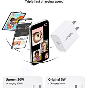 UGREEN 20W USB C Charger PD Fast Charger Block USB-C Wall Charger Power Adapter Compatible with iPhone 14/14 Pro Max/iPhone 13/12 Pro Max/SE/11, Pixel, Galaxy S23/S22/S21/S20/Note 10, iPad Mini/Pro