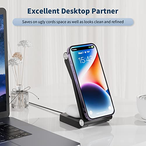 GEJIUCAI Magnetic Wireless Charger, 3 in 1 Fast Wireless Charging Station for Multiple Devices, for iPhone 14/Pro/Max/Plus/13/12, Apple Watch Ultra 8/7/6/5/4/3/2, AirPods 3/Pro/Pro2