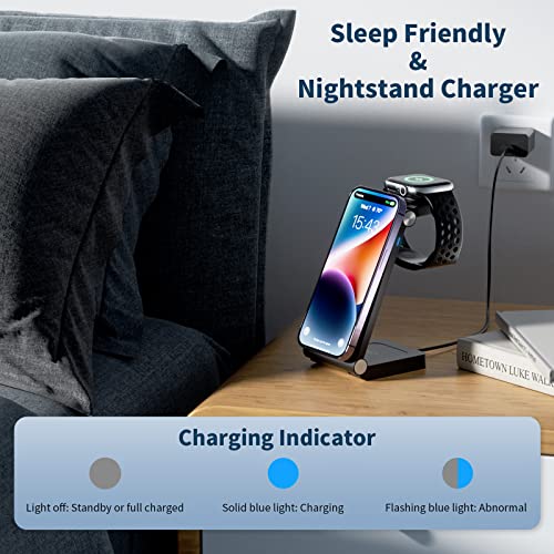 GEJIUCAI Magnetic Wireless Charger, 3 in 1 Fast Wireless Charging Station for Multiple Devices, for iPhone 14/Pro/Max/Plus/13/12, Apple Watch Ultra 8/7/6/5/4/3/2, AirPods 3/Pro/Pro2
