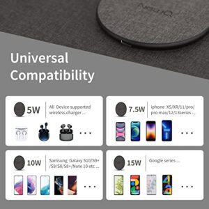 NewQ Wireless Charger,15W Max Wireless Charging Pad Compatible with iPhone 14/13/13 Pro/13 Mini/13 Pro Max/SE 2022/12/SE 2020/11/X/8,Samsung Galaxy S22/S21/S20/S10,AirPods Pro(Black 2 Packs)