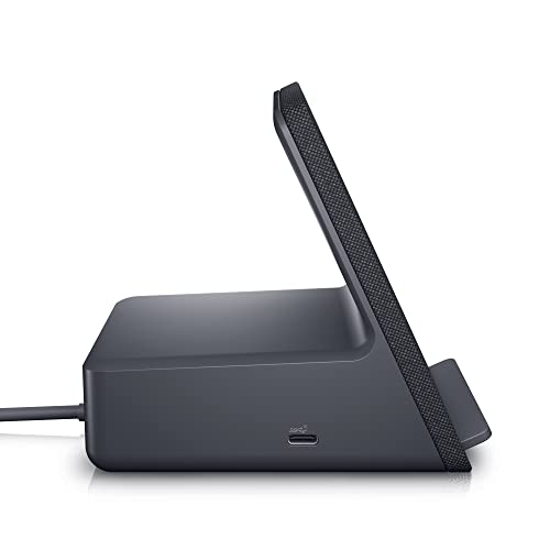 Dell Dual Charge Dock HD22Q - Fabric Wrapped Charging Stand, Type-C Connector, Qi Enabled Charging, Wake-on-Dock, Smartphone Rest, Power Button LED - Magnetite