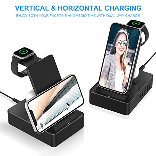 8 in 1 Charging Station, 100W Wireless Charging Station for Multiple Devices Apple with 20W USB C 2 Ports, Aluminum Alloy Cell Phone Charging Station Compatible with iPhone Series, iWatch, AirPods Pro