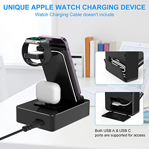 8 in 1 Charging Station, 100W Wireless Charging Station for Multiple Devices Apple with 20W USB C 2 Ports, Aluminum Alloy Cell Phone Charging Station Compatible with iPhone Series, iWatch, AirPods Pro