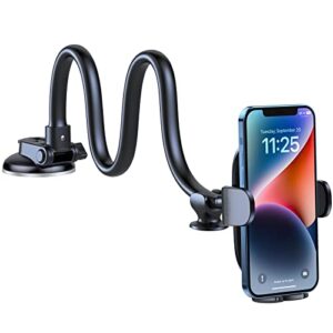 oqtiq windshield phone mount for car [gooseneck 13″ long arm] car phone holder mount dashboard windshield strong suction cup cell phone holder car truck for iphone 14 13 pro max all mobile phones