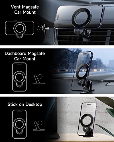 Compatible with Magsafe Car Mount, Magnetic Phone Holder for Car [Strongest Magnets],2 in 1 Super Stable Dashboard & Air Vent Car Phone Mount Fit for iPhone 14/14 Pro/14 Max/13/13 Pro All Phones