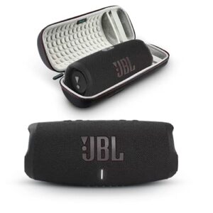 jbl charge 5 – portable bluetooth speaker with megen hardshell travel case with ip67 waterproof and usb charge out (black)