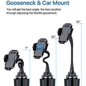 andobil [Newest & Solidest 15in Cup Holder Phone Mount, [Stable & Adjustable] Long Gooseneck Cup Phone Holder for Car Truck [Military-Grade] Fit for iPhone 14 13 12 Pro Max & All Cell Phones