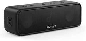 soundcore 3 by anker, bluetooth speaker with stereo sound, 24h playtime, ipx7 waterproof, pure titanium diaphragm drivers, partycast, bassup, app, custom eq, for home, outdoor, and beach