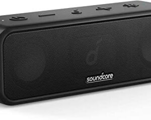 Soundcore 3 by Anker, Bluetooth Speaker with Stereo Sound, 24H Playtime, IPX7 Waterproof, Pure Titanium Diaphragm Drivers, PartyCast, BassUp, App, Custom EQ, for Home, Outdoor, and Beach