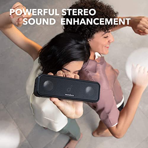 Soundcore 3 by Anker, Bluetooth Speaker with Stereo Sound, 24H Playtime, IPX7 Waterproof, Pure Titanium Diaphragm Drivers, PartyCast, BassUp, App, Custom EQ, for Home, Outdoor, and Beach