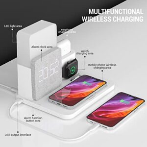 Wireless Charging Station, 3 in 1 Charging Station, Alarm Clock with Wireless Charger, iPhone 12/13/14 Pro/13 Mini/13 Pro Max/12 pro, Samsung, AirPods(QC3.0 Adapter Included)