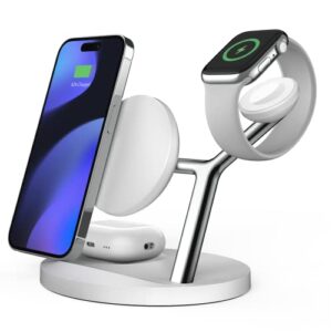 wireless charger,zechin 5-in-1 wireless charging station,fast wireless charger stand for iphone 14/13/12/11/pro/max/xs/xr/x/8/plus, for apple watch 7/6/5/4/3/2/se, for airpods 3/2/pro(white)