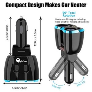 USB C Car Charger, Cigarette Lighter Splitter Adapter 2 Socket Type C Multi Power Outlet 12V/24V 80W DC with LED Voltmeter Switch 5.8A Dual USB Port for Mobile Cell Phone GPS Dash Cam