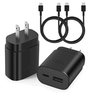 usb c fast charger, 25w samsung charger fast charging, dual port c charger with 6ft cable for samsung galaxy s23,s22, s22 plus, s20/s21 ultra plus, note 20/ note 10 plus,pps charger and charger cord
