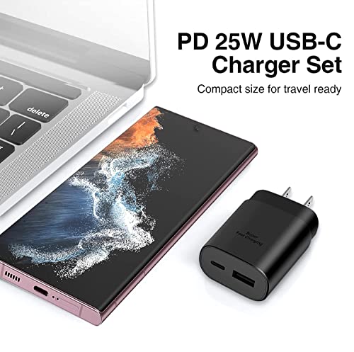 USB C Fast Charger, 25W Samsung Charger Fast Charging, Dual Port C Charger with 6FT Cable for Samsung Galaxy S23,S22, S22 Plus, S20/S21 Ultra Plus, Note 20/ Note 10 Plus,PPS Charger and Charger Cord