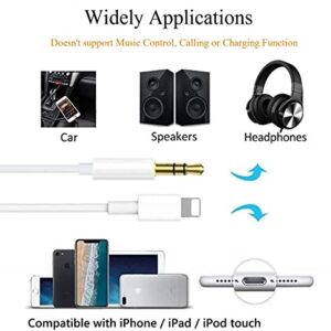 2 Pack Aux Cord for iPhone, 3.3ft [Apple MFi Certified] Lightning to 3.5 mm Headphone Jack Adapter Male Aux Stereo Audio Cable for Car Compatible with iPhone 13/12/11/XS/XR/X/8/7/iPad/iPod, White