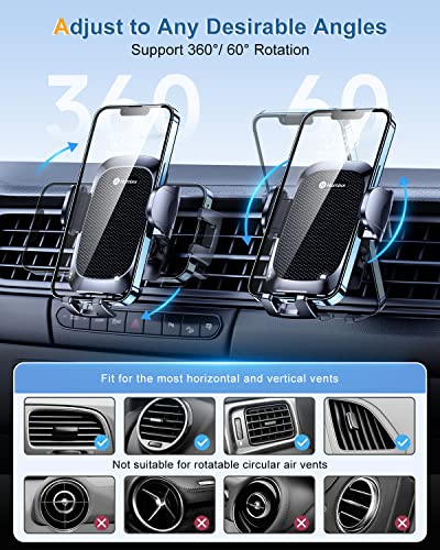 Humixx 【2022 Military-Grade Stability】 Phone Mount for Car Vent Universal Car Phone Holder Mount Hands-Free Cell Phone Holder Car Air Vent for iPhone 13 14 Plus Pro Max Samsung S22 Ultra ＆ All Phones