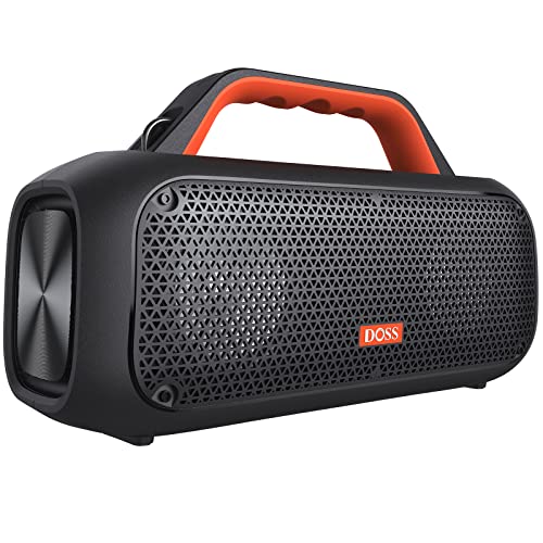 Bluetooth Speaker, DOSS Extreme Boom Outdoor Speaker with IPX6 Waterproof, 60W Mighty Sound, Deep Bass, 30H Playtime,10400mAh Power Bank, Portable Speaker with Built-in Handle for Outdoor, Pool-Orange