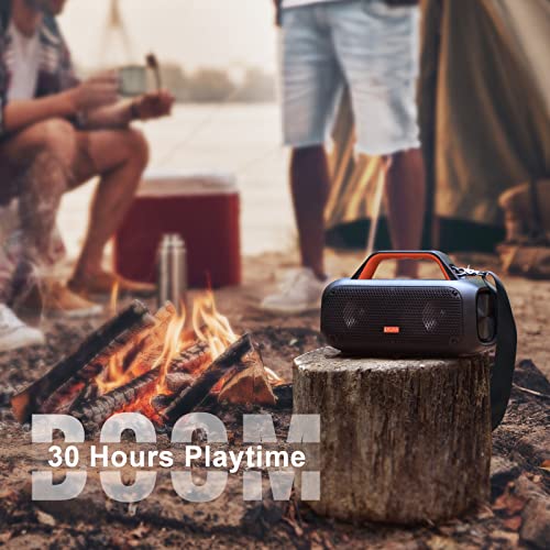 Bluetooth Speaker, DOSS Extreme Boom Outdoor Speaker with IPX6 Waterproof, 60W Mighty Sound, Deep Bass, 30H Playtime,10400mAh Power Bank, Portable Speaker with Built-in Handle for Outdoor, Pool-Orange