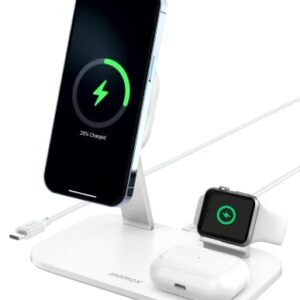 MOMAX Magnetic Wireless Charging Station，25W 3 in 1 Wireless Charger Stand Fast Charging Station only for iPhone 14/14Pro/13/13Pro/12 Series, AirPods Pro, Apple Watch 1-6 Series (No AC Adapter)