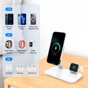 MOMAX Magnetic Wireless Charging Station，25W 3 in 1 Wireless Charger Stand Fast Charging Station only for iPhone 14/14Pro/13/13Pro/12 Series, AirPods Pro, Apple Watch 1-6 Series (No AC Adapter)