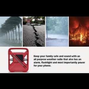 Eton - American Red Cross FRX3+ Emergency NOAA Weather Radio, Red, Digital Display, Hand Turbine, Solar Power, Red LED Flashing Beacon, 7 NOAA/Environment Canada Weather Bands, Phone Charger