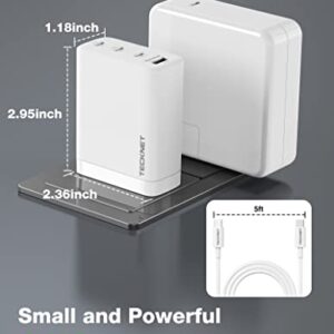 100W USB C Wall Charger, TECKNET GaN Ⅲ Portable USB-C Fast Charger Block with Type C Cable, PD Power Adapter for iPhone 14/14 Pro, MacBook Pro, iPad, AirPods, Dell XPS, Pixel, Samsung, PS5, Switch