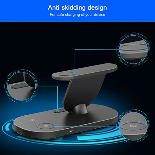 OVISBAI 3 in 1 Android Wireless Charger for Samsung Devices, Wireless Charging Station for Samsung Galaxy S23 S22 Ultra/S22+/S22/S21/S20/Z Flip 4/Z Fold 4, Galaxy Watch 5/4/3,Galaxy Buds/Pro Black