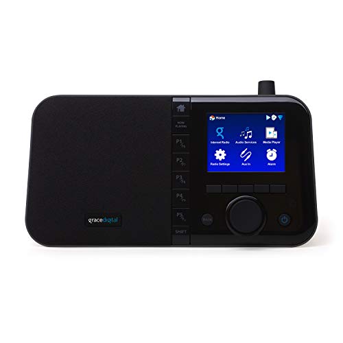Grace Digital Mondo Elite Smart Internet Radio, Bluetooth, Wi-Fi, 7-Day Alarm – Microphone-Free (Black)