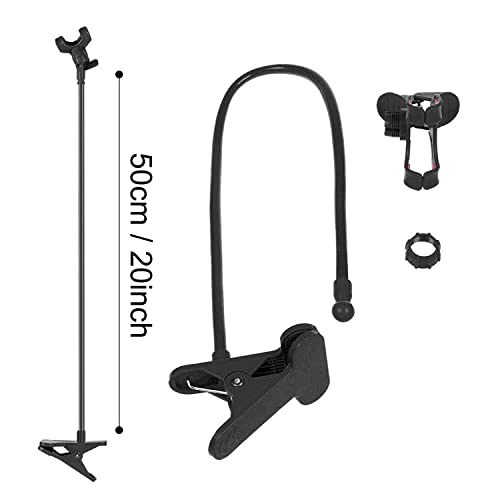 ITART Plastic Flexible Long Arms Gooseneck Clip Clamp Stand Universal Cell Phone Holder - Black