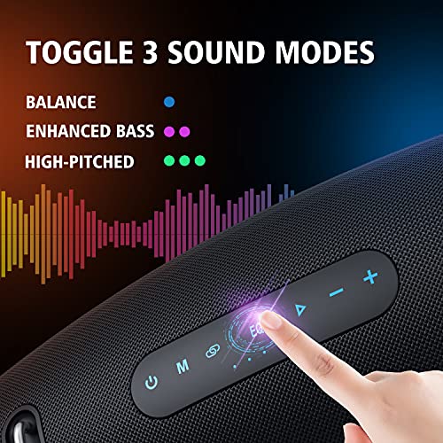 ZEALOT Bluetooth Speakers,75W Portable Bluetooth Speakers with Subwoofer,Speakers Bluetooth Wireless IPX6 Waterproof,50H Play,Deep Bass,Stereo Loud,EQ,Bluetooth Speaker for Party,Beach,Camping(Black)