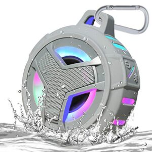 EBODA Shower Bluetooth Speaker, IPX7 Waterproof Portable Floating Speaker with Loud HD Sound, True Wireless Stereo Speaker with LED Light, 24H Play for Shower Pool Beach, Gifts for Men, Women - Gray